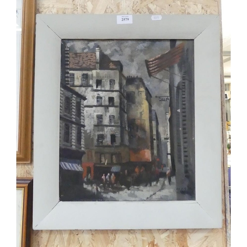 2579 - Framed Oil Painting - Paris Street Scene Signed Oscar Goodall approx 33 x 39cm.