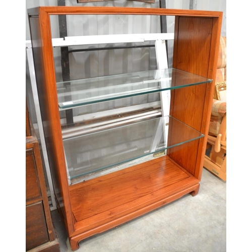 3003 - Chinese Rosewood Display Unit With 2 Glass Shelves