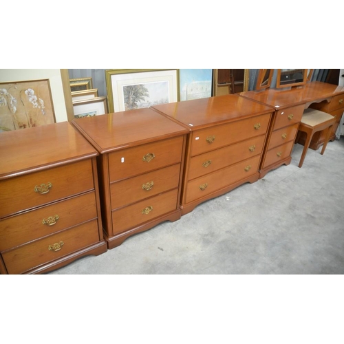 3023 - Stag Dressing Table, Stool, Chest & Pair Of Bedsides