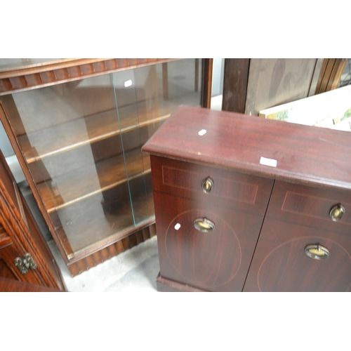 3029 - Mahogany Sideboard & Mahogany Glass Front Bookcase