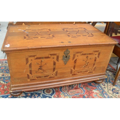 3046 - Antique Oak Continental (Dutch) Inlaid Blanket Box