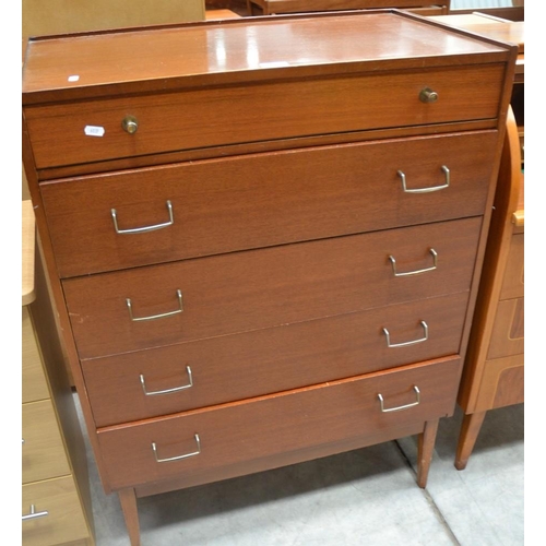 3077 - Teak 5 Drawer Chest