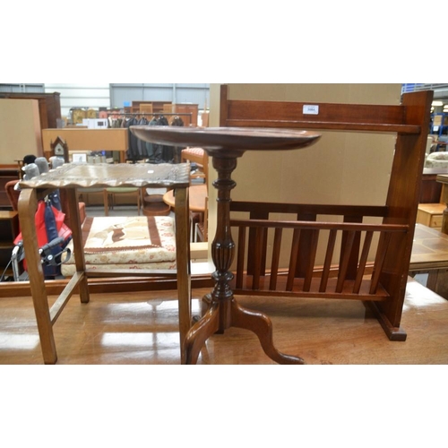 3084 - Mahogany Wine Table, Occasional Table & Teak Magazine Rack