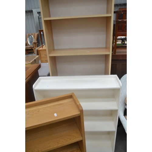 3098 - Oak Bookcase, Painted Bookcase & Beech Bookcase