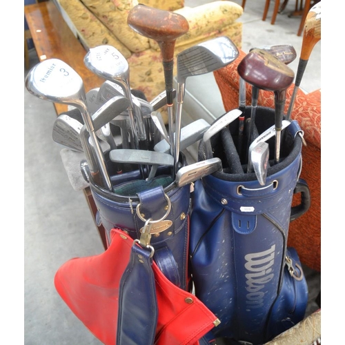 3123 - 2 Bags Of Assorted Golf Clubs