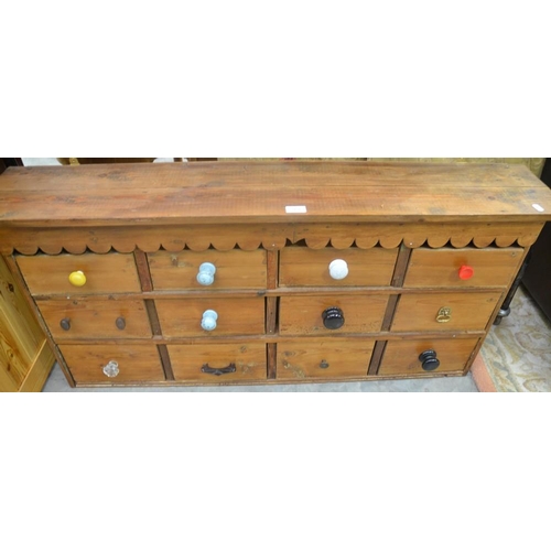 3128 - Antique Pine Bank Of Drawers