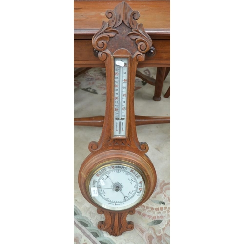 3441 - Carved Oak Barometer