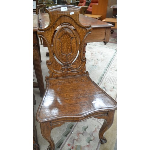 3448 - Carved Oak Hall Chair