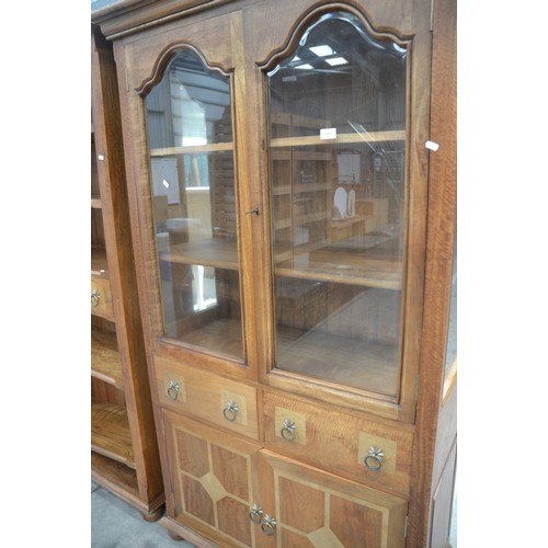 3455 - Hardwood Inlaid Glass Front Bookcase