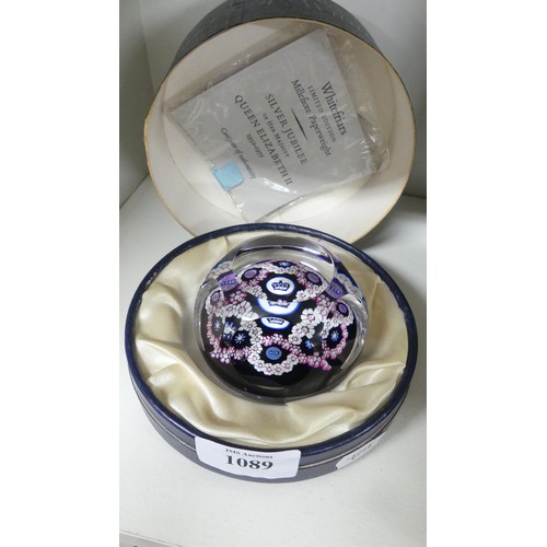 1089 - Whitefriars Ltd Edition Millefiori Glass Paperweight Entitled 