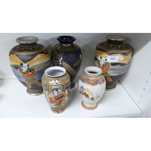 1093 - Five Assorted Japanese Pottery Vases.