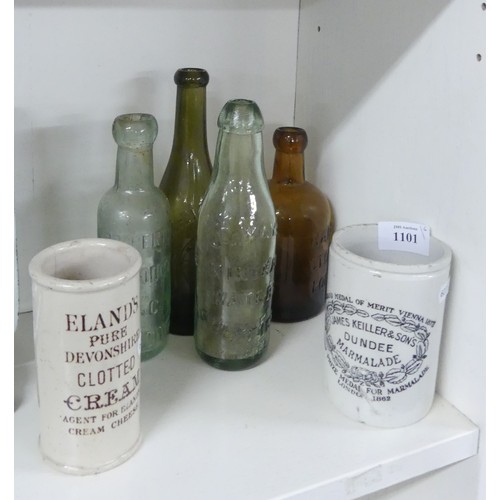 1101 - Victorian Stoneware & Glass Bottles.