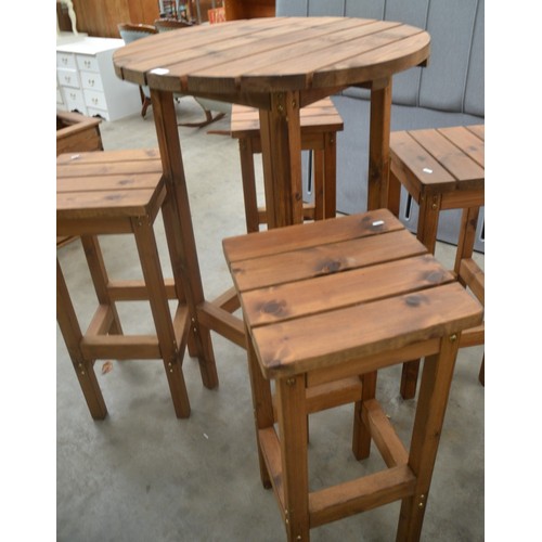 3469 - Treated Pine Bar Table and 4 Stools