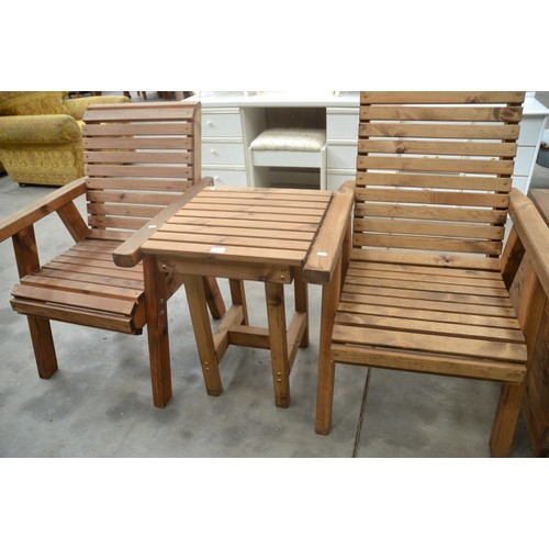 3471 - 2 Treated Pine Outdoor Chairs and Matching Table