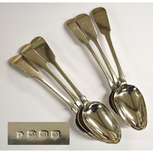 2242 - Set of Six Scottish Provincial Silver Table Spoons, 12.3oz troy.