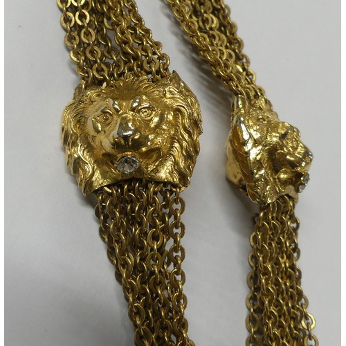 Vintage Gold Plated Chanel Necklace with Lion Head Decoration.