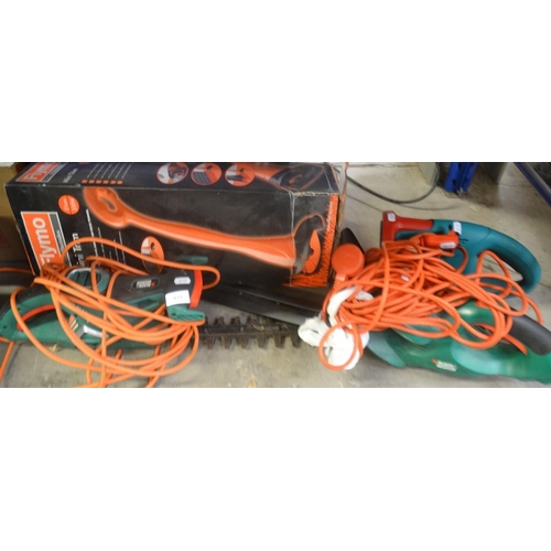 133 - Flymo Strimmer & 3 Electric Hedge Trimmers