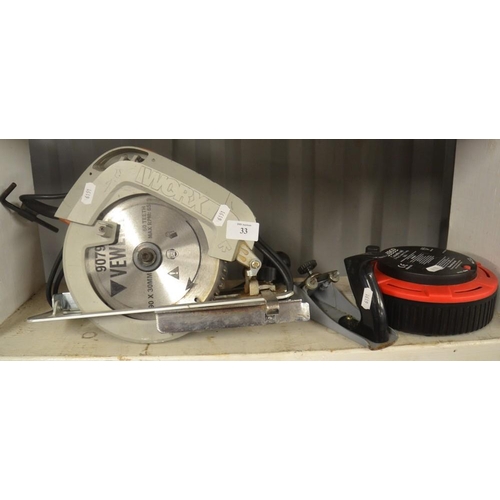 33 - Electric Circular Saw, Wood Plane & Cable Reel