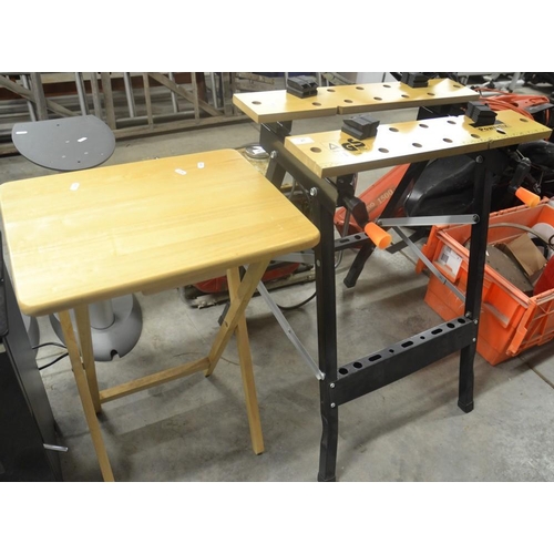 47 - Work Bench & Beech Folding Occasional Table