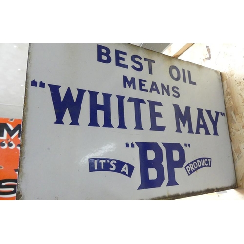 600 - Double Sided Enamel Sign - 'White May It's a B.P Product'