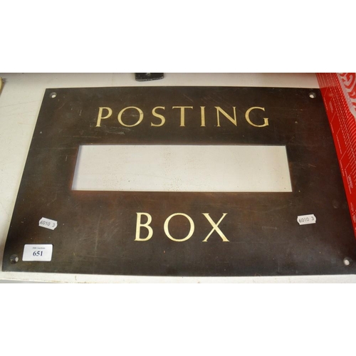 651 - Vintage Copper Posting Box Plaque