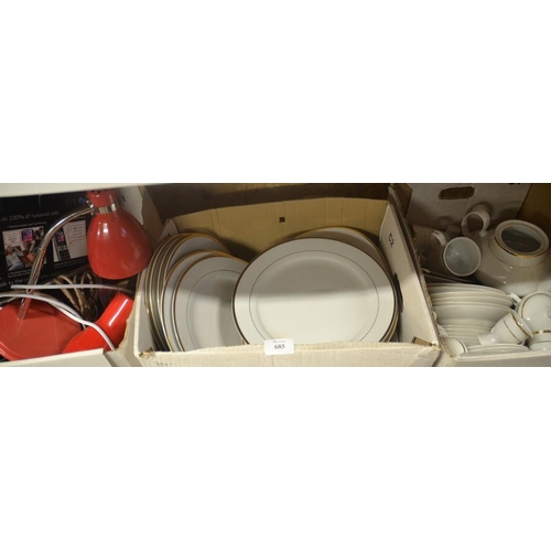 685 - 3 Boxes - Dinner Set, Lamps, etc