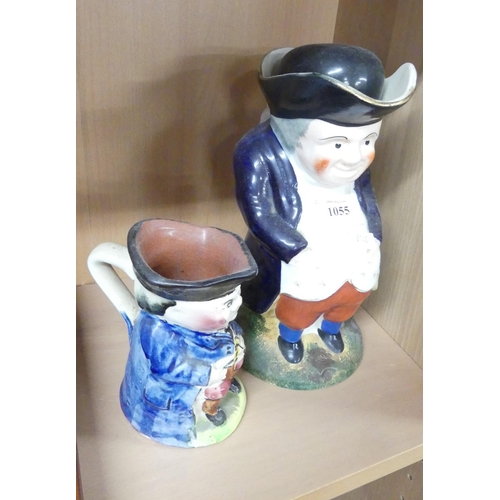 1055 - Two Antique Pottery Toby Jugs.