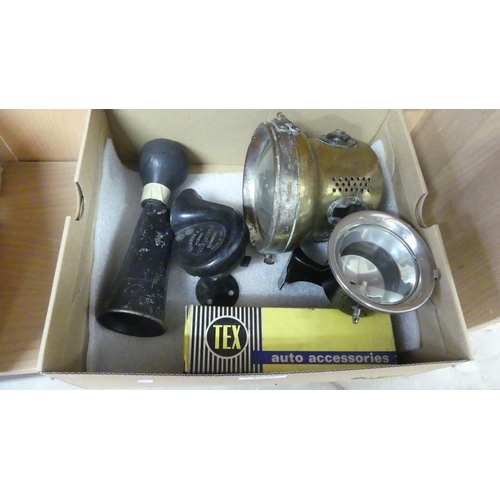 1057 - Box - Vintage Car Lamps & Horns.