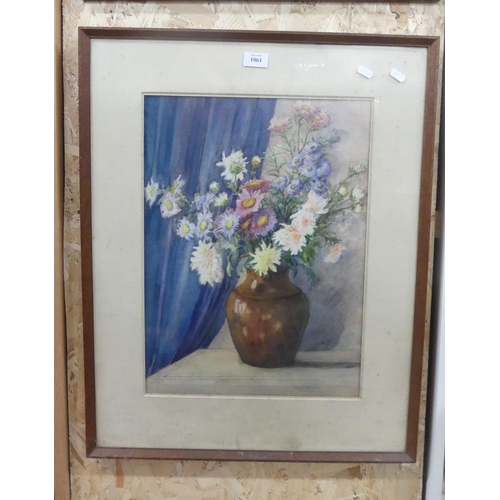 1061 - Framed Still Life - Vase of Flowers, Signed N. Witherow, approx 36 x 50cm.