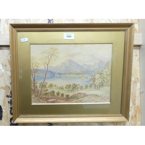 1086 - Framed Watercolour - Highland Landscape, approx 30 x 23cm.