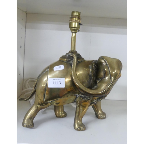 1113 - Brass Elephant Table Lamp Base.