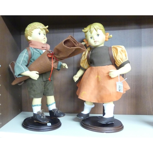 1128 - Two Large Hummel Figures on Stands, approx 36cm tall.