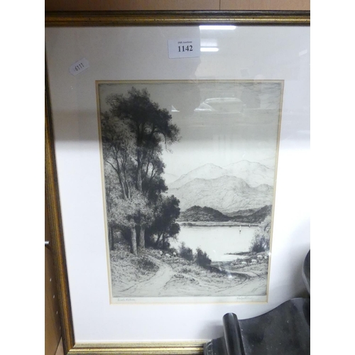 1142 - Framed Engraving Loch Achray, approx 22 x 30cm.