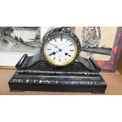 1144 - Victorian Slate Mantel Clock.