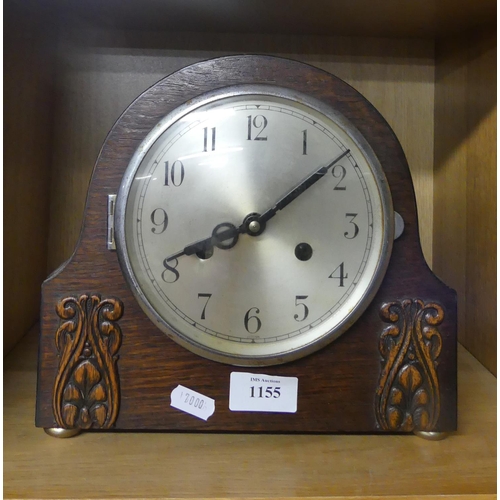 1155 - Oak Mantel Clock.