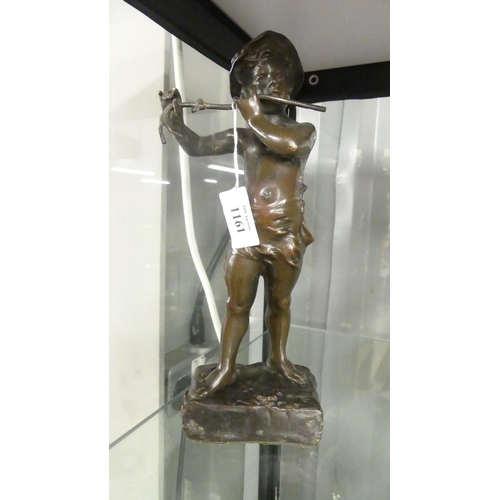 1161 - Bronze Figure of a Young Boy, approx 27cm tall.