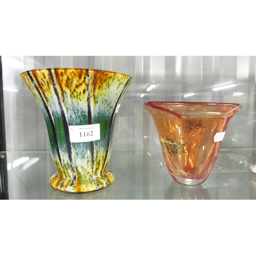 1162 - Two Colourful Art Glass Vases.