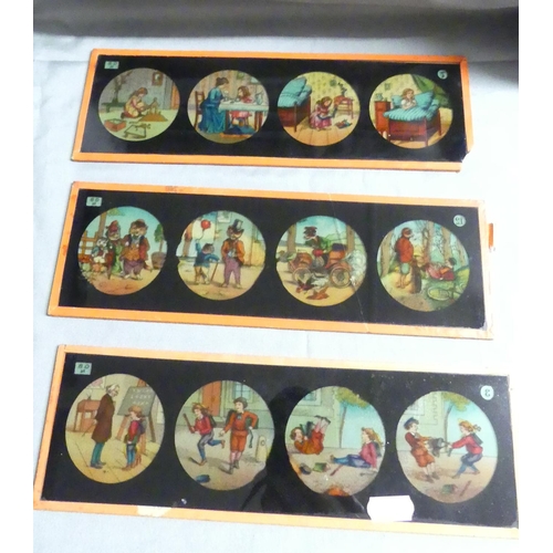 1173 - Three Victorian Horizontal Magic Lantern Slides - Nursery Themed.