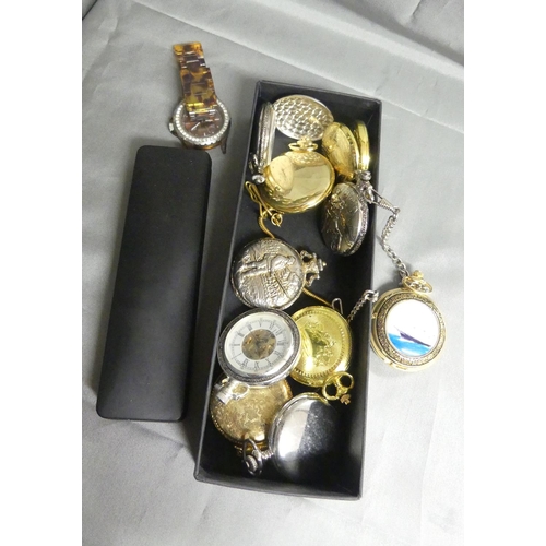 1196 - Box - Modern Pocket Watches, Wristwatches & Pen.