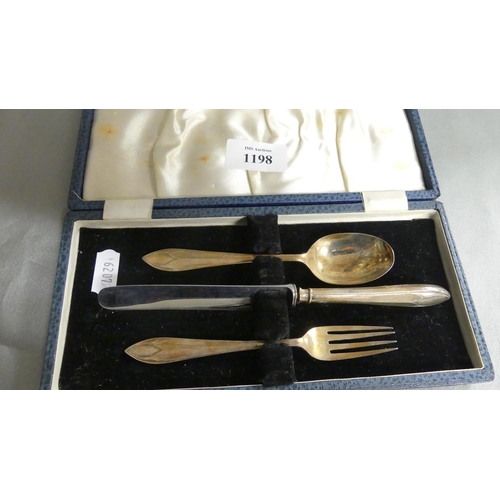 1198 - Cased Sheffield Silver Christening Set.