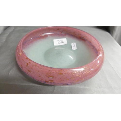 1200 - Vasart Glass Shallow Bowl, approx 19cm in diameter.