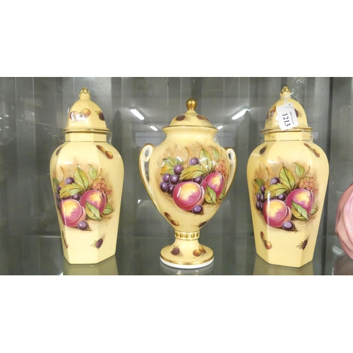 1213 - Pair of Aynsley Orchard Pattern Vases & One Other.