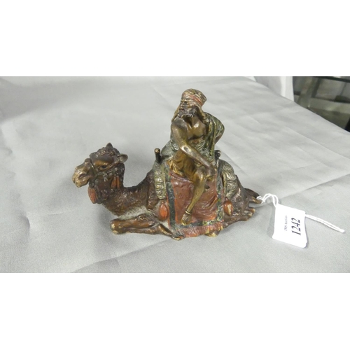 1242 - Cold Painted Bronze Camel & Rider.