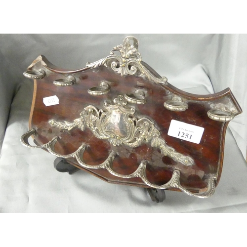 1251 - Edwardian Mahogany Pipe Rack with Plated Mounts.