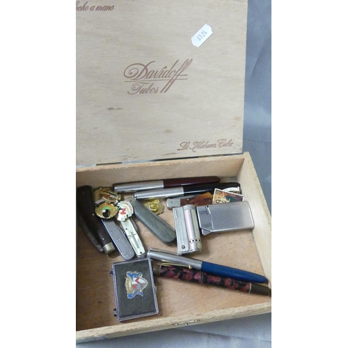 1264 - Box - Pen Knives,  Fountain Pens, Table Lighters etc.