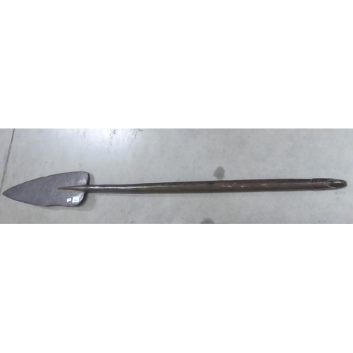 1356 - Carved Wood Ceremonial Paddle Spear - approx 160cm.