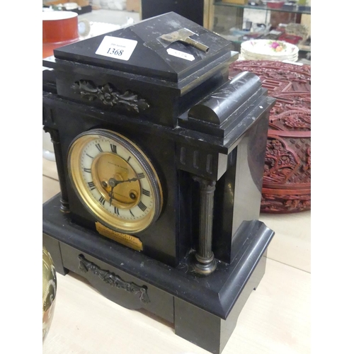 1368 - Victorian Slate Mantel Clock.