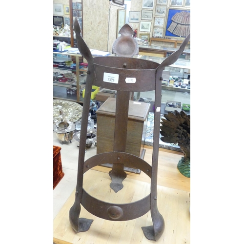 1373 - Wrought Iron Arts & Crafts Stick Stand, approx 70cm tall.