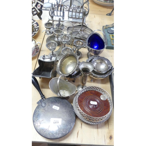 1377 - Assorted Silverplated Items.