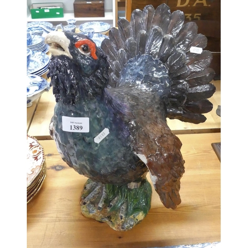 1389 - Large Handpainted Pottery Capercaillie - approx 43cm tall.